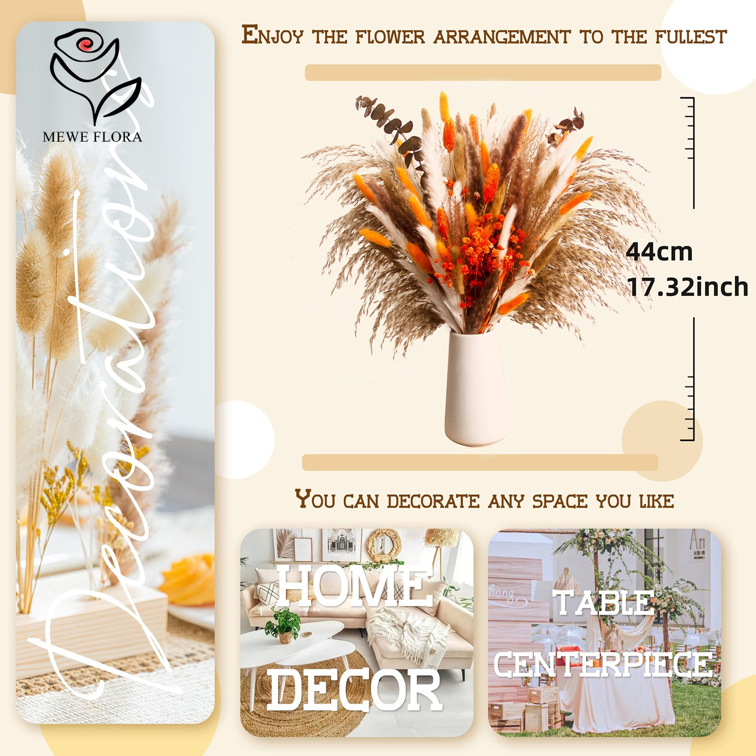 Dried Natural Flowers Pampas B - Dried Flower Bunch recension och pris